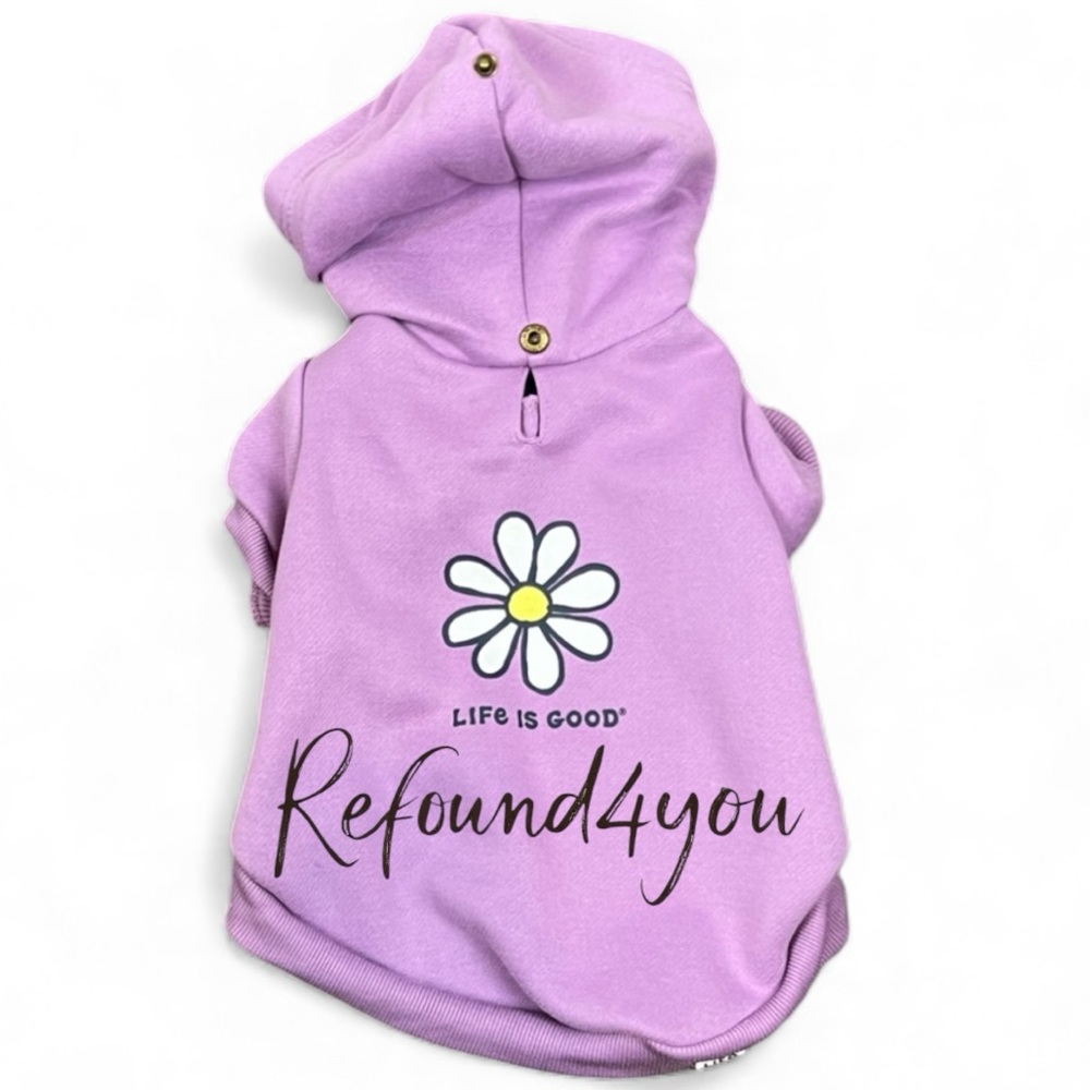 Life is good - ‘Hoodie - purple flower’ dog hoodie. SZ: XS,S,M. NWT